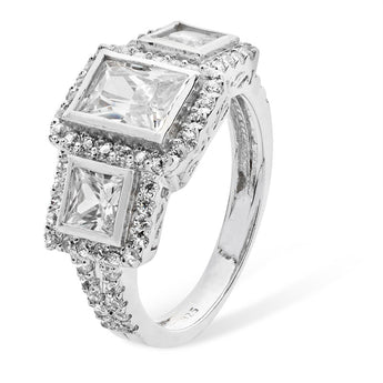 Cubic Zirconia Statement Silver Ring