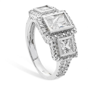 Cubic Zirconia Statement Silver Ring