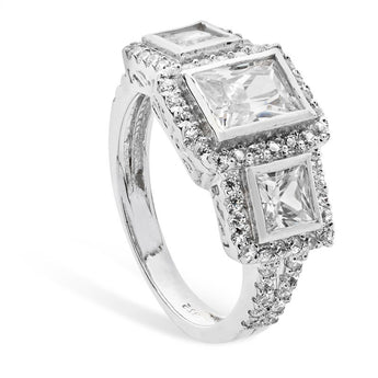 Cubic Zirconia Statement Silver Ring