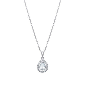 Cubic Zirconia Teardrop Pendant Silver Necklace