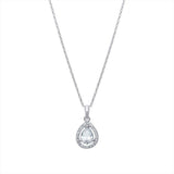 Cubic Zirconia Teardrop Pendant Silver Necklace