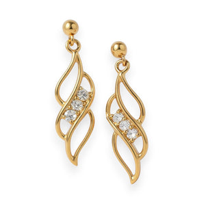 9ct Gold Cubic Zirconia Twist Drop Earrings