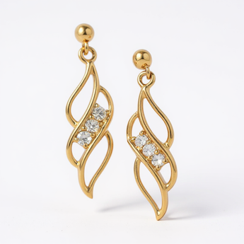9ct Gold Cubic Zirconia Twist Drop Earrings
