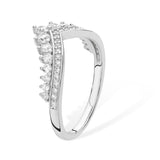 Ladies Silver Cubic Zirconis Wishbone Ring