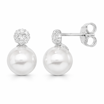 Cubic Zirconia and Pearl Stud Earrings