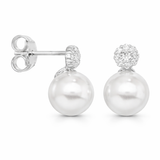 Cubic Zirconia and Pearl Stud Earrings