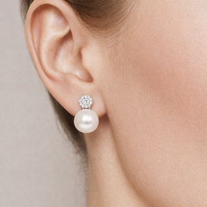Cubic Zirconia and Pearl Stud Earrings