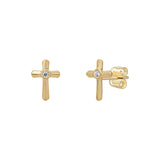 9ct Gold Classic Cubic Zirconia Cross Stud Earrings
