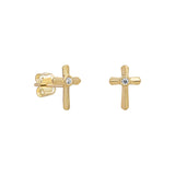 9ct Gold Classic Cubic Zirconia Cross Stud Earrings