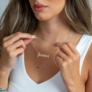 Personalised Cursive Name Necklace in Silver or Gold