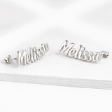 Sterling Silver Curved Name Personalised Stud Earrings