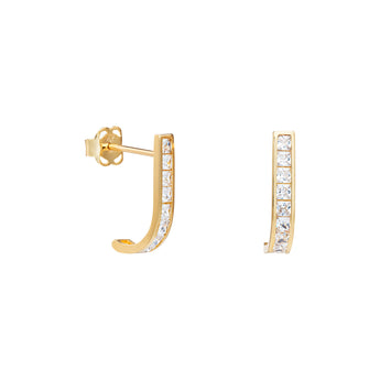 9ct Gold Curved Cubic Zirconia Earrings