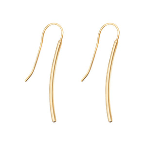 14ct Gold Plated Curved Hook Earrings, 925 Sterling Silver