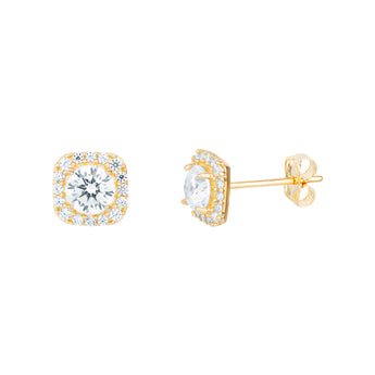Our 9ct Gold Cubic Zirconia Cushion Halo Stud Earrings.