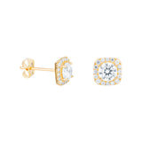 Our 9ct Gold Cubic Zirconia Cushion Halo Stud Earrings