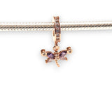 Rose Gold Plated Butterfly Sterling Silver CZ Dangle Charm