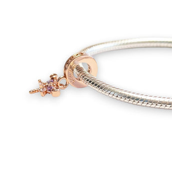 Rose Gold Plated Butterfly Sterling Silver CZ Dangle Charm