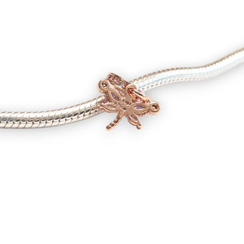 Rose Gold Plated Butterfly Sterling Silver CZ Dangle Charm