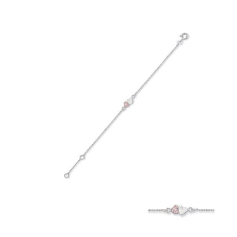 Pink & White Double Heart Silver Bracelet