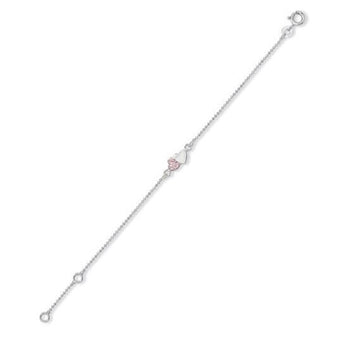 Pink & White Double Heart Silver Bracelet