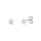 Sterling Silver and Cubic Zirconia Dainty Flower Stud Earrings