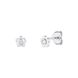 Sterling Silver and Cubic Zirconia Dainty Flower Stud Earrings