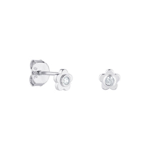 Sterling Silver and Cubic Zirconia Dainty Flower Stud Earrings