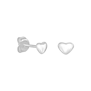 Dainty Sterling Silver Heart Stud Earrings