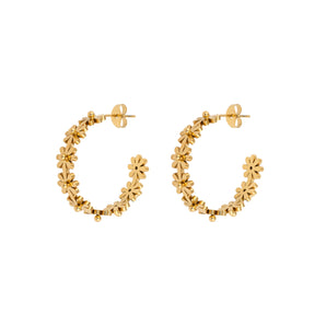 Amnesia Jewellery | Gold Plated Stainless Daisy Hoop Earrings