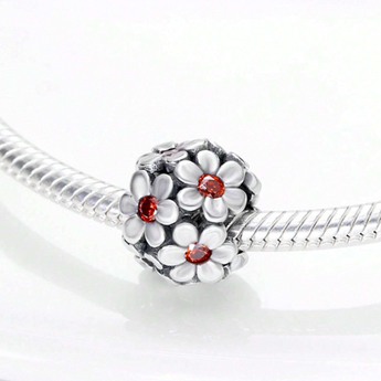 Sterling Silver Daisy Bead Charm
