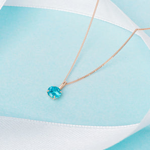December Birthstone Blue Topaz 9ct gold Pendant Necklace