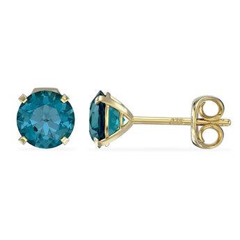 December Birthstone - Blue Topaz CZ 9ct Gold Stud Earrings