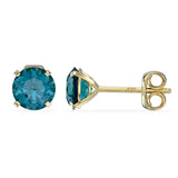 December Birthstone - Blue Topaz CZ 9ct Gold Stud Earrings