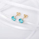 December Birthstone - Blue Topaz CZ 9ct Gold Stud Earrings