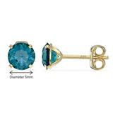 December Birthstone - Blue Topaz CZ 9ct Gold Stud Earrings