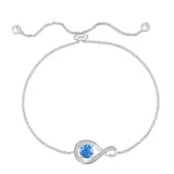 December Birthstone - Blue Topaz CZ Adjustable Silver Bracelet