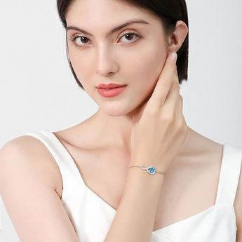 December Birthstone - Blue Topaz CZ Adjustable Silver Bracelet