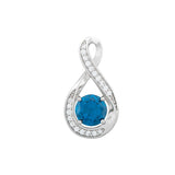 December Birthstone - Blue Topaz CZ Silver Infinity Pendant Necklace