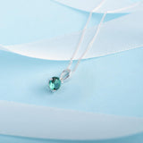 December Birthstone - Blue Topaz CZ Silver Pendant Necklace