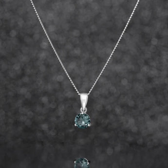 December Birthstone - Blue Topaz CZ Silver Pendant Necklace