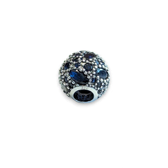 Deep Blue Sterling Silver Cubic Zirconia Bead Charm