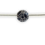 Deep Blue Sterling Silver Cubic Zirconia Bead Charm