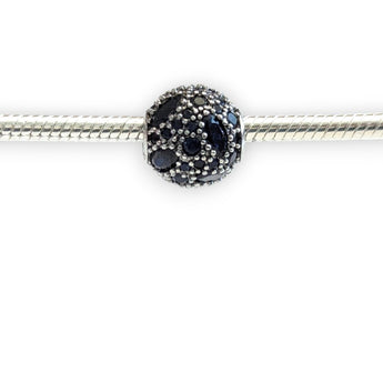 Deep Blue Sterling Silver Cubic Zirconia Bead Charm