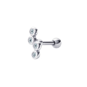 Sterling Silver and Cubic Zirconia Barbell Stud
