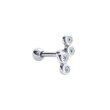 Sterling Silver and Cubic Zirconia Barbell Stud