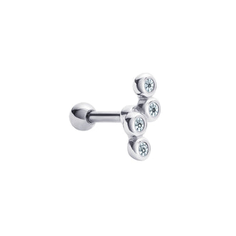 Sterling Silver and Cubic Zirconia Barbell Stud
