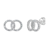 925 sterling silver and CZ Double Circle stud earrings