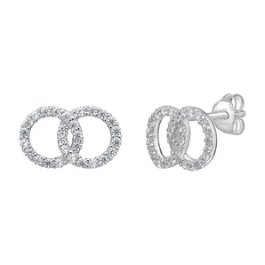 925 sterling silver and CZ Double Circle stud earrings