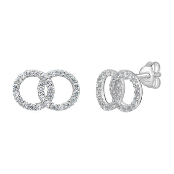 925 sterling silver and CZ Double Circle stud earrings