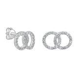 925 sterling silver and CZ Double Circle stud earrings